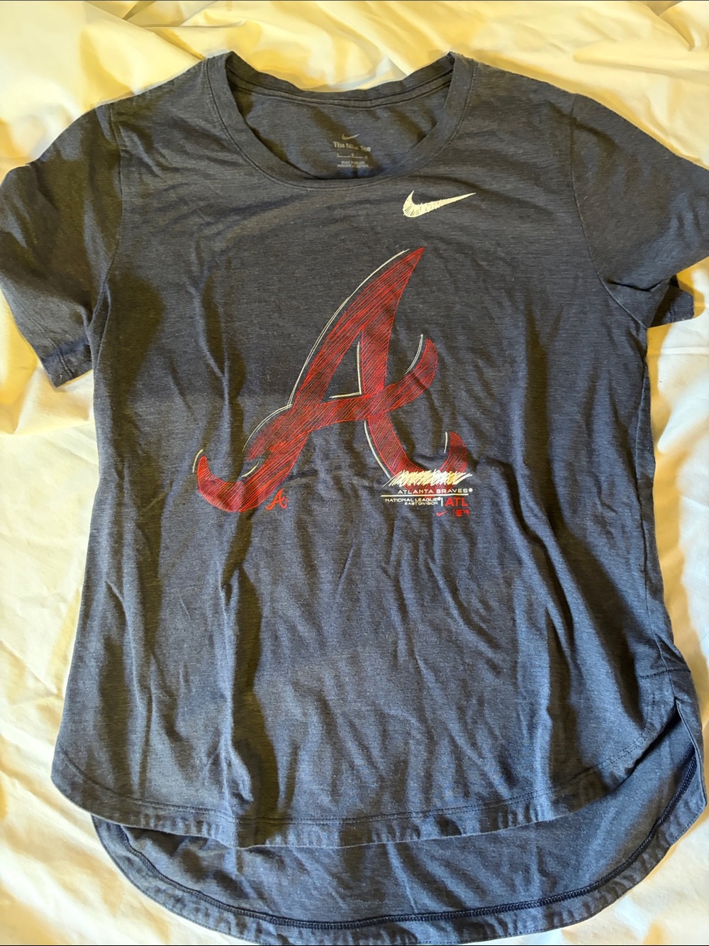 Nike Gray Tee with Red Atlanta A and White Swoosh